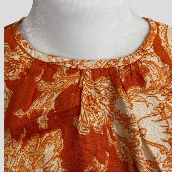 Vintage Handmade Orange Paisley Mod Mini Dress - Picture 2 of 5